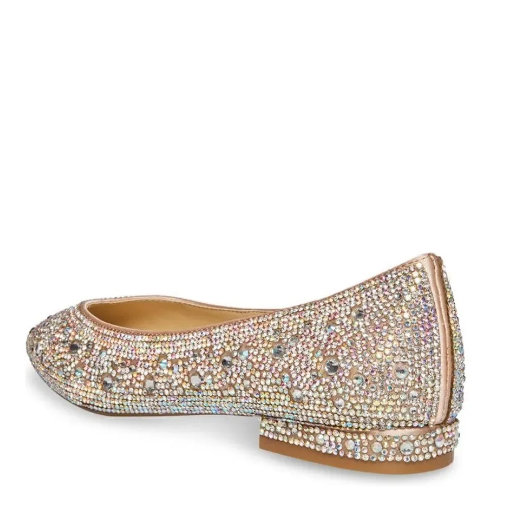 BETSEY JOHNSON Rhinestone Crystal Pavé Pointed Toe Flat, SPARKLE, Size 8.5, NWOT